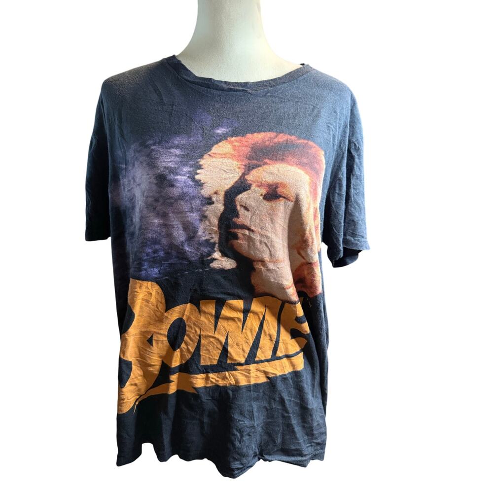 David Bowie Full Front Graphic Tee, Vintage Style Fade, Bay Island, Unisex Large